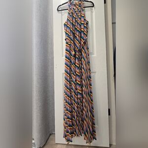 Soaked Striped Multicolor Halter Maxi Dress Size M
